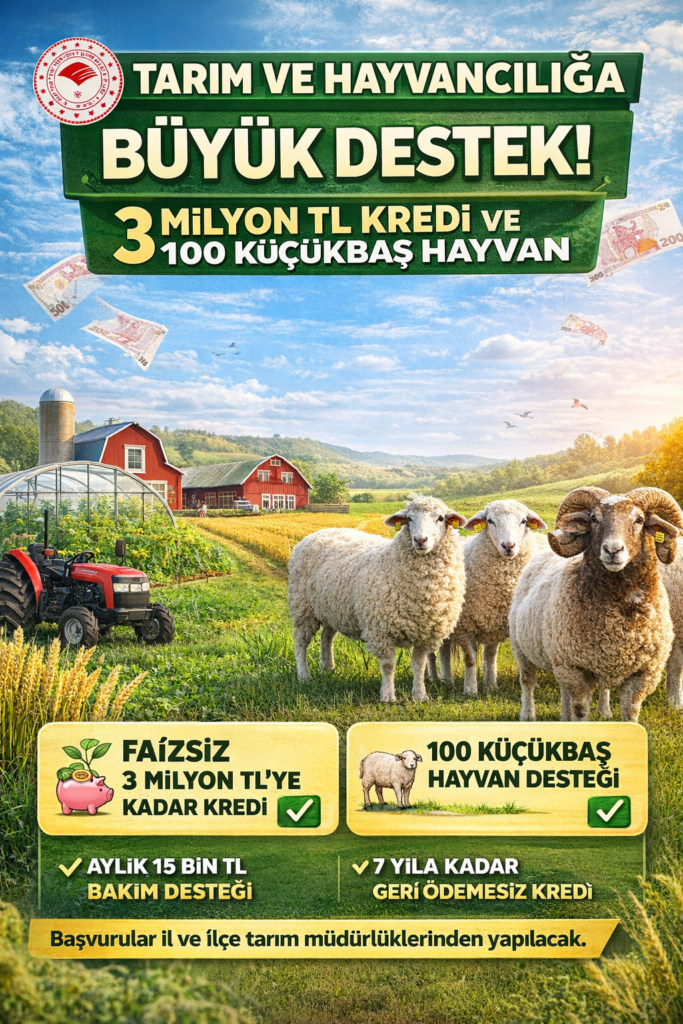 Genç çiftçilere büyük destek: 3 milyon TL kredi ve 100 küçükbaş hayvan