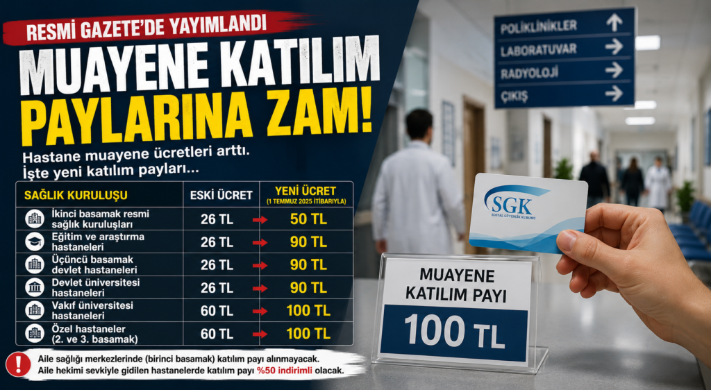 Hastane Muayene Katılım Paylarına Zam: Yeni Ücretler Yürürlüğe Girdi