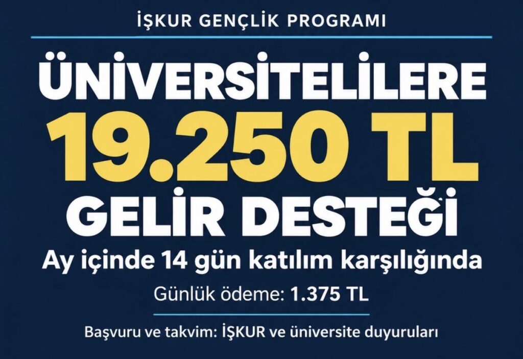 ÜNİVERSİTELİLERE İŞKUR’DAN GELİR DESTEĞİ